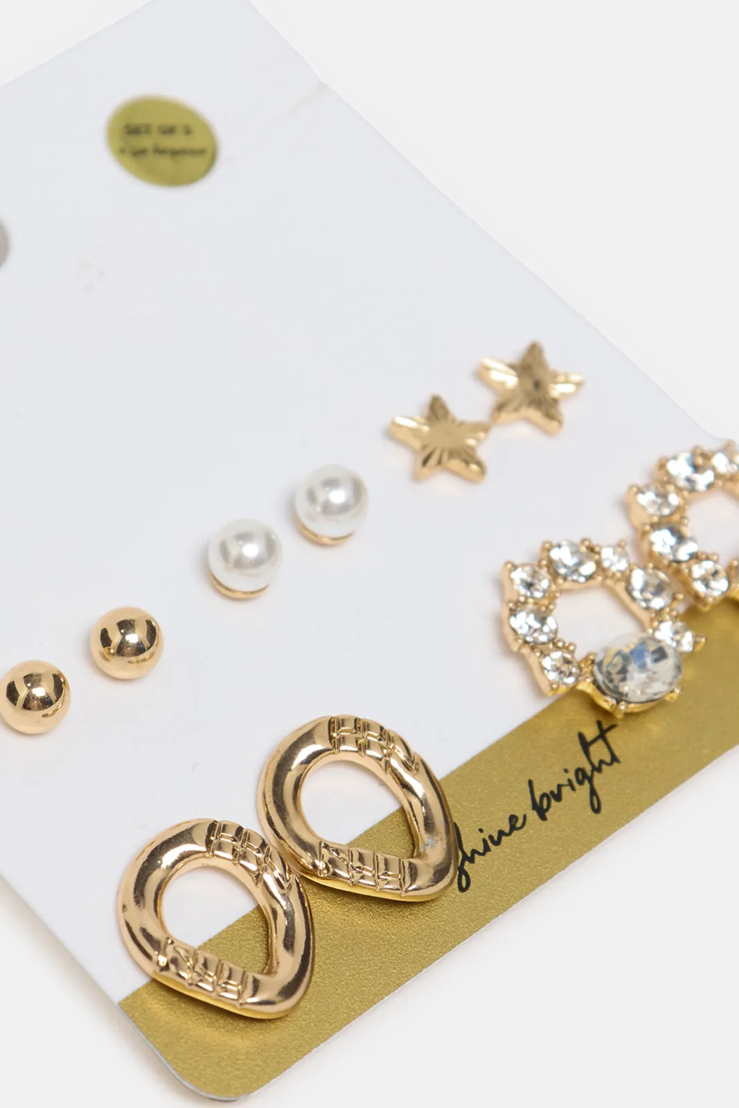 Women Gold Embellished Earrings (10 Pairs) sold by Redtag product image thumbnail 2