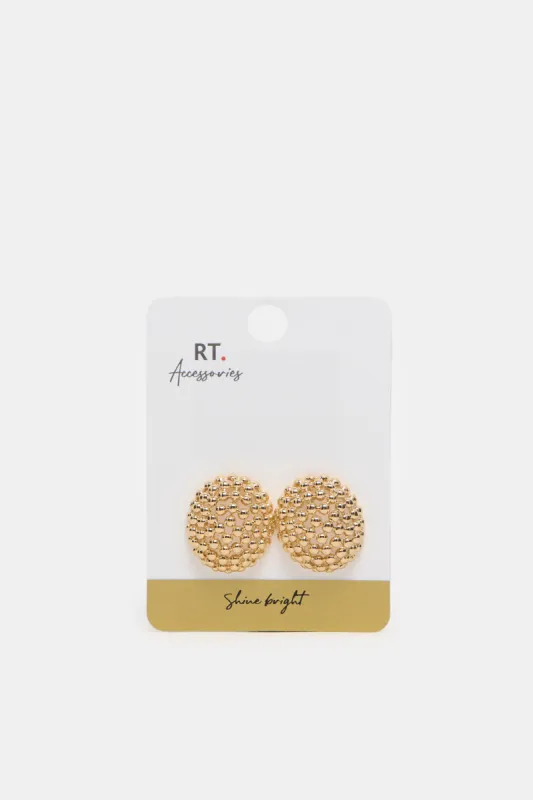 Women Gold Embellished Earrings sold by Redtag