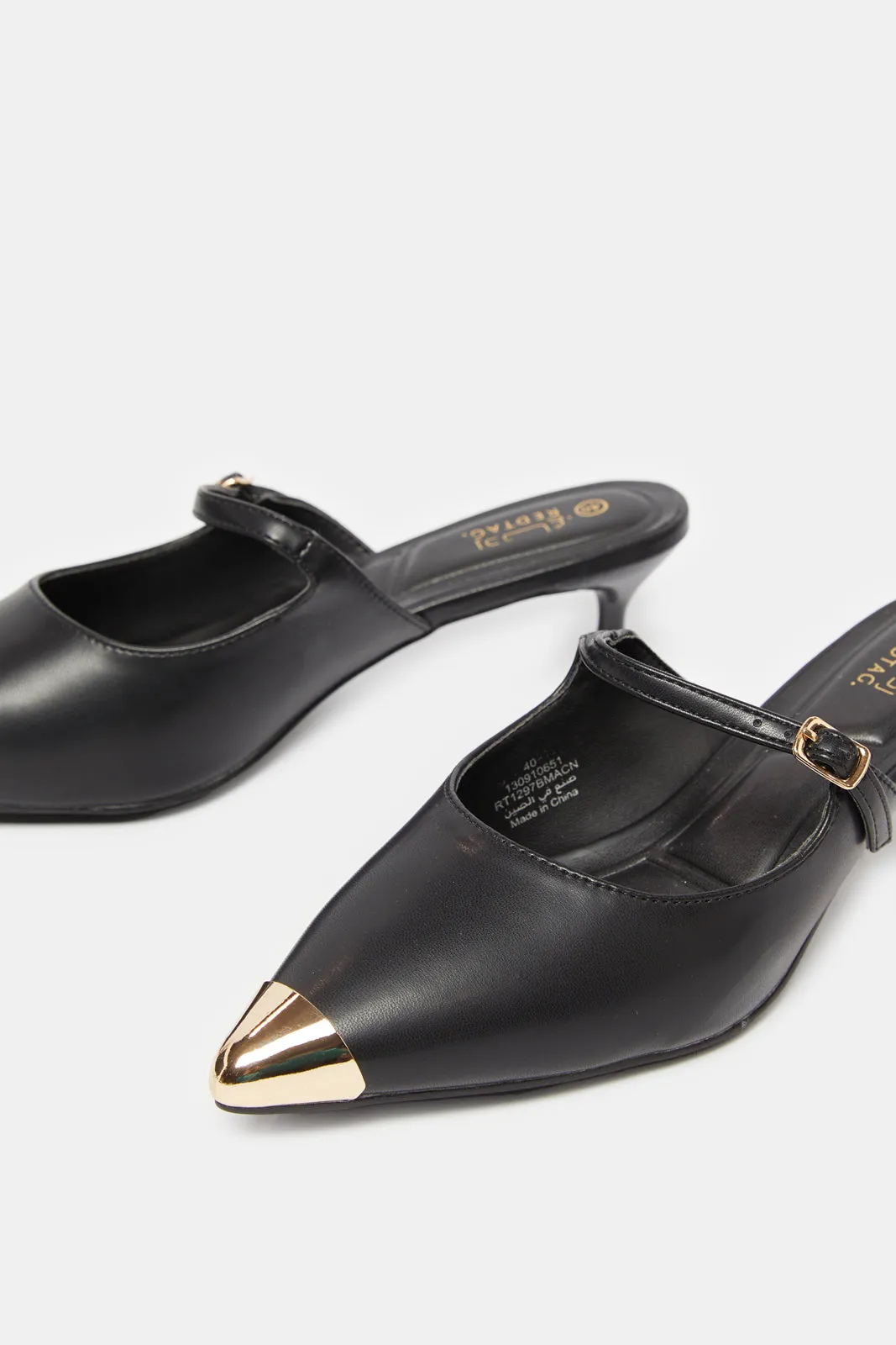 Women Black Gold Pointy Mule sold by Redtag product image thumbnail 3