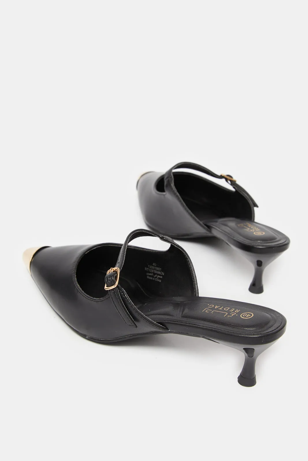 Women Black Gold Pointy Mule sold by Redtag product image thumbnail 4