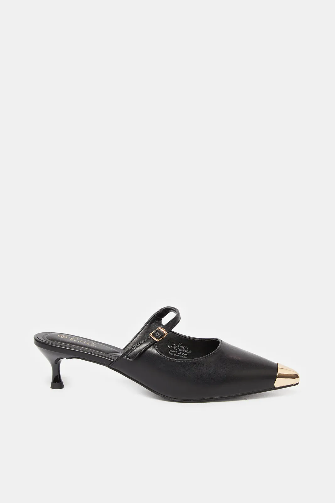 Women Black Gold Pointy Mule sold by Redtag