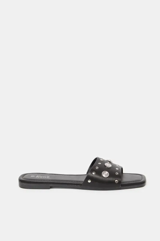 Women Black Studs Mule sold by Redtag
