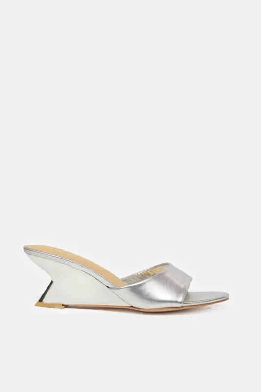 Women Silver Wedge Mule sold by Redtag