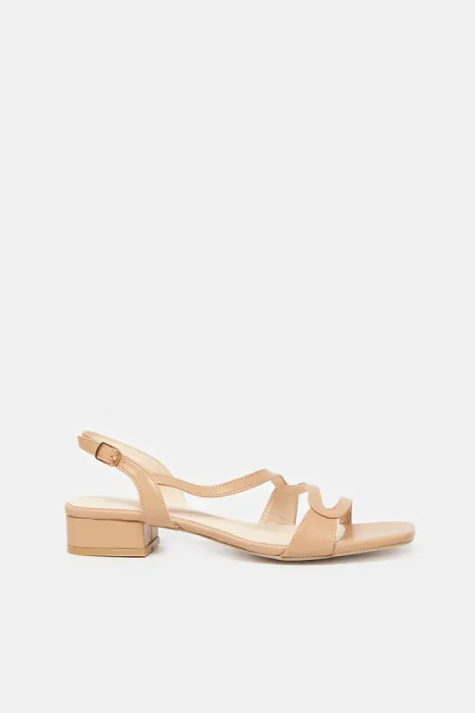 Women Taupe Block Heel Sandal sold by Redtag