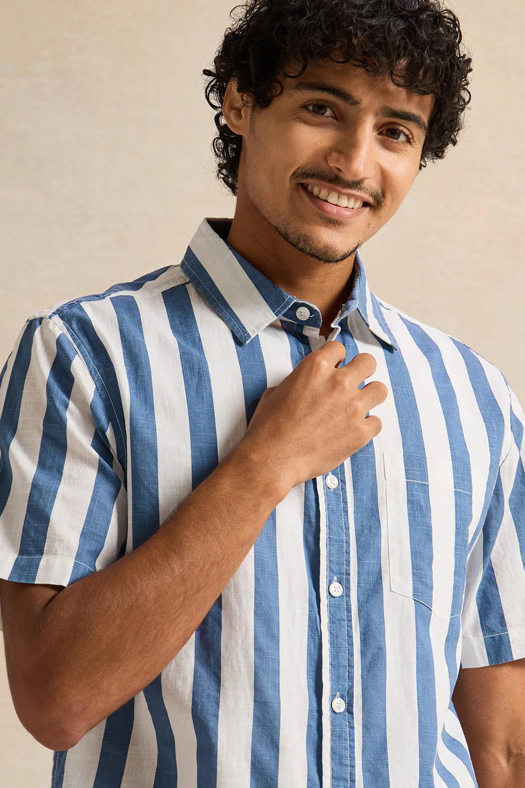 Men Blue Casual Shirt sold by Redtag product image thumbnail 4