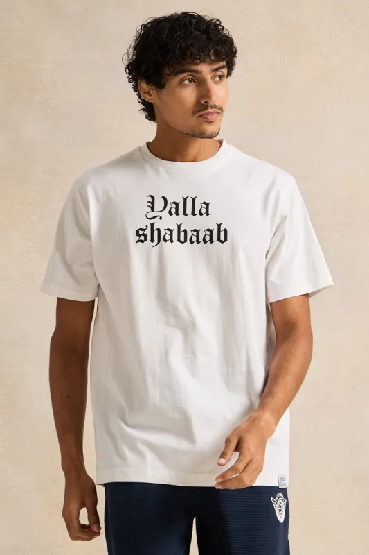 Men White Printed  T-Shirt sold by Redtag