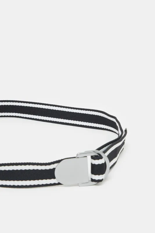 Men Black And White Elastic Belt sold by Redtag