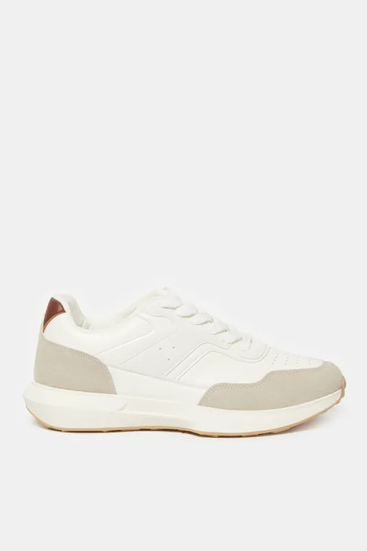 Men White Plain Sneakers sold by Redtag