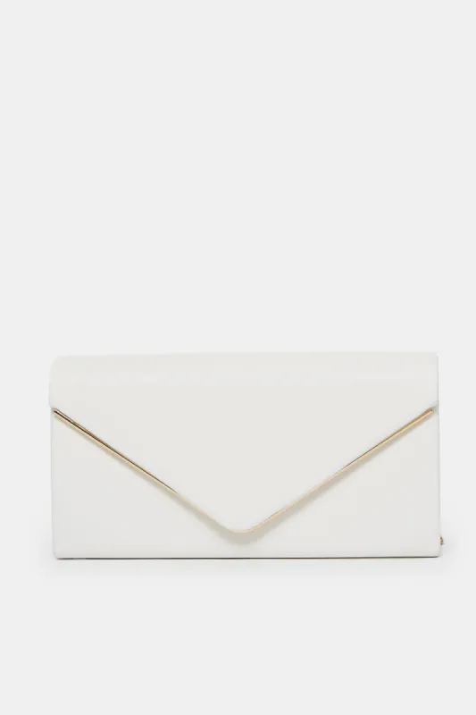 Women White Embellished Clutch sold by Redtag