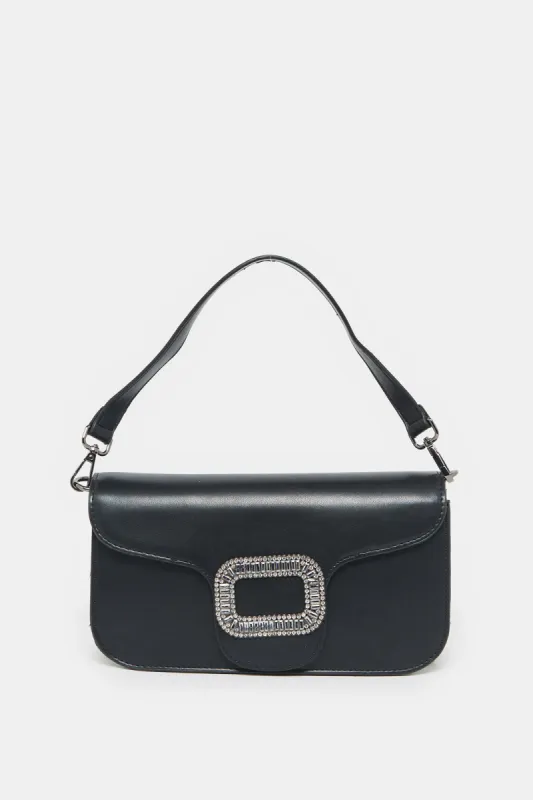 Women Black Embellished Clutch sold by Redtag