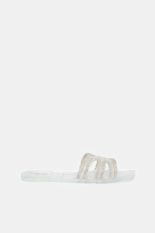 Women Clear Strappy Embellished Mule sold by Redtag