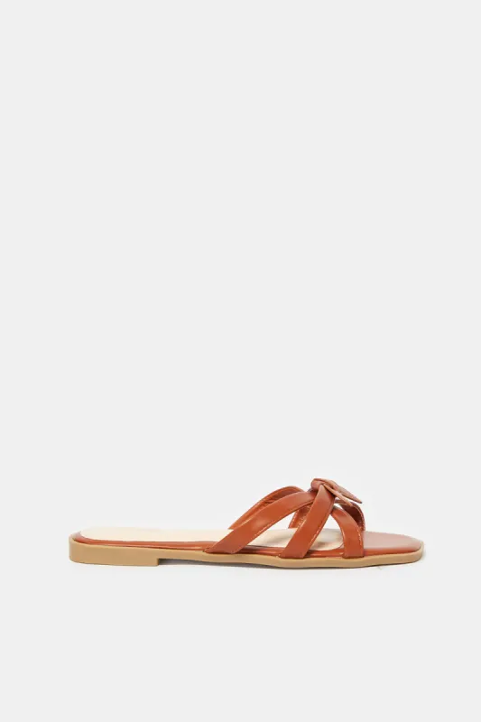 Women Brown Strappy Mule sold by Redtag