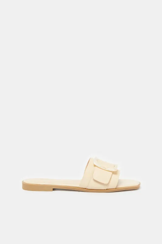 Women Beige Buckle Mule sold by Redtag