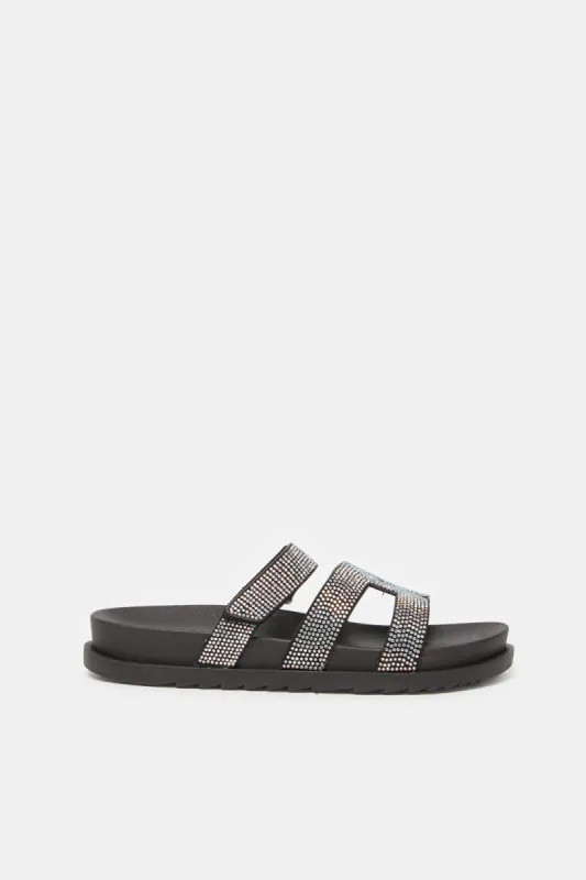 Women Black Embellished Sandals sold by Redtag