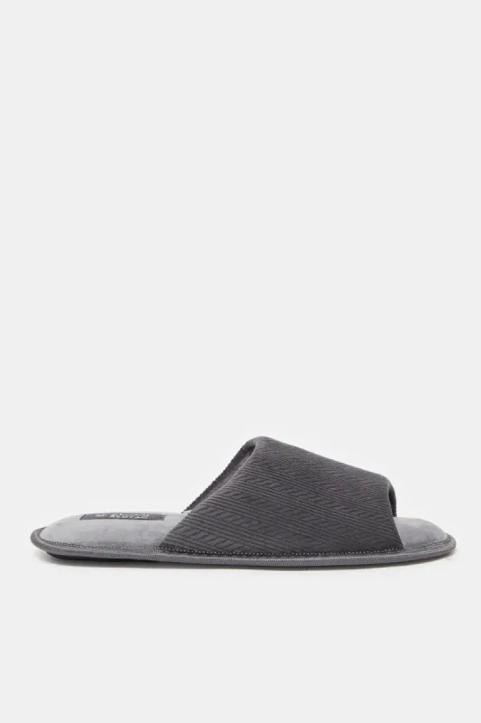 Men Grey Embellished Slippers sold by Redtag