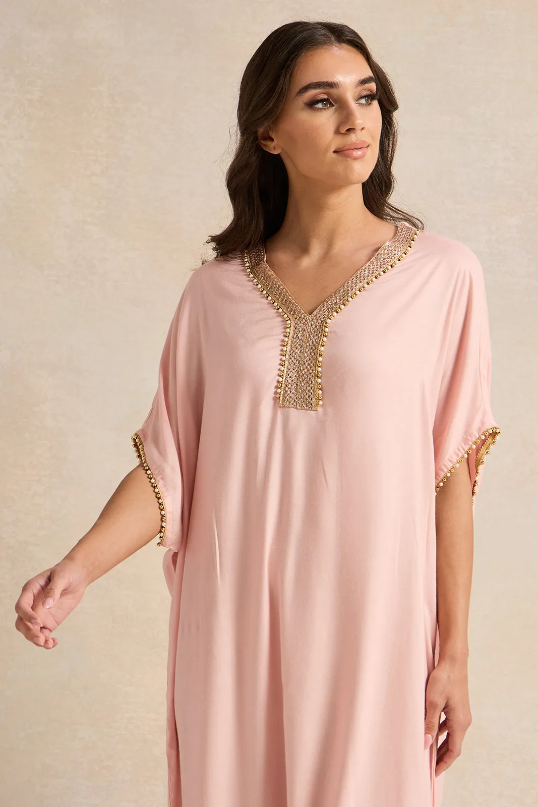 Women Pink Embellished Neck Lace Nightgown sold by Redtag product image thumbnail 2