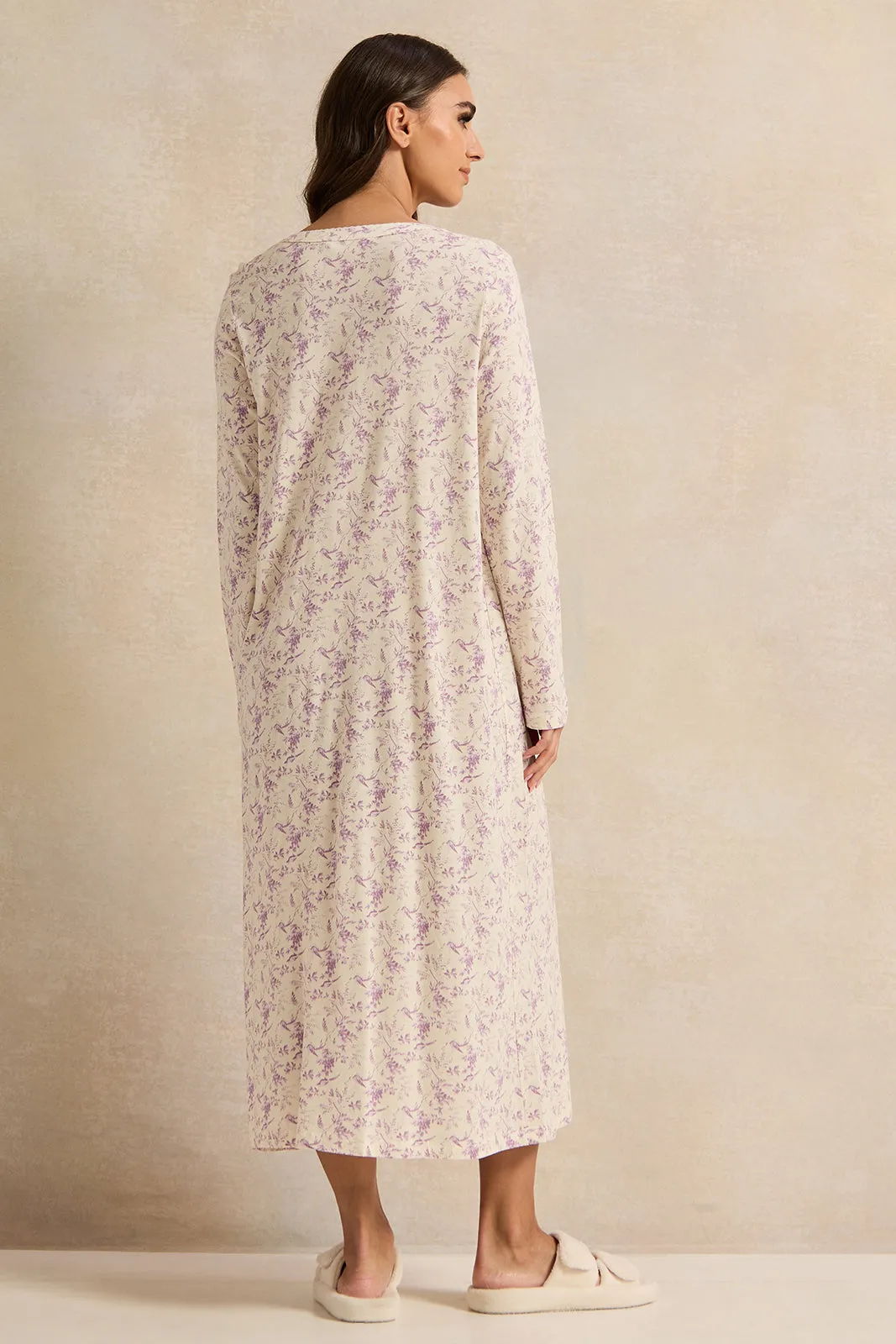 Women Pink Printed Printed Knitted Nightgown sold by Redtag product image thumbnail 3