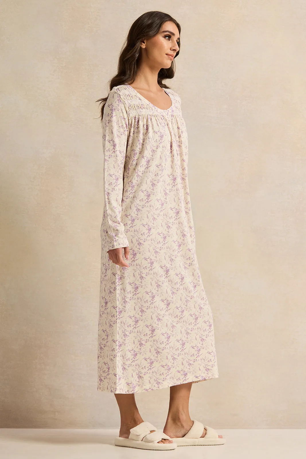 Women Pink Printed Printed Knitted Nightgown sold by Redtag product image thumbnail 4