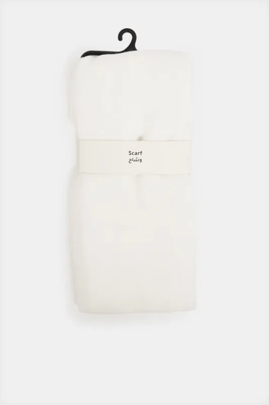 Women White Solid Scarf sold by Redtag