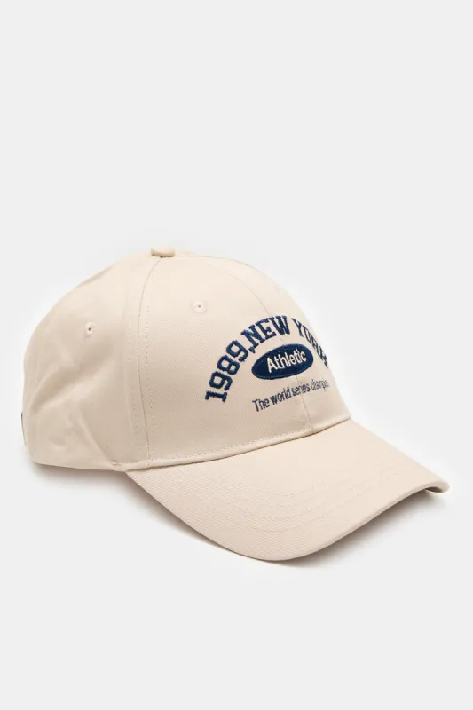 Men Beige Embroidered Cap sold by Redtag