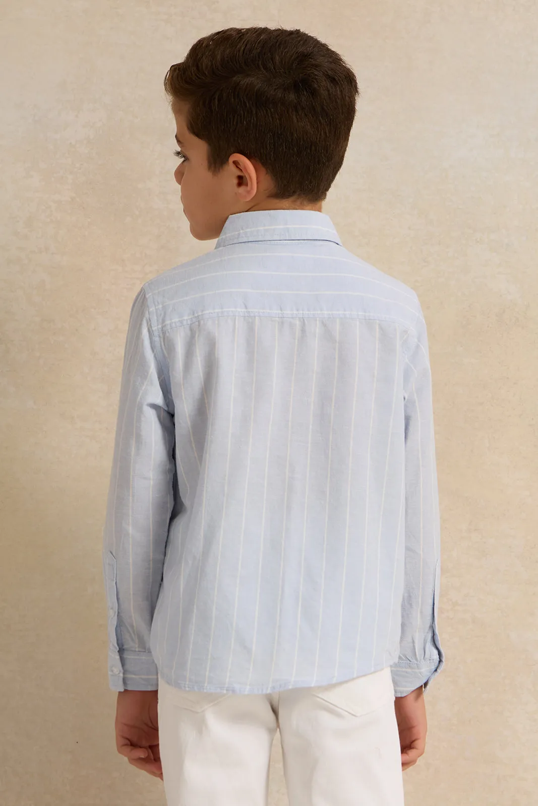 Boys Blue Striped Long Sleeve Shirt sold by Redtag product image thumbnail 3