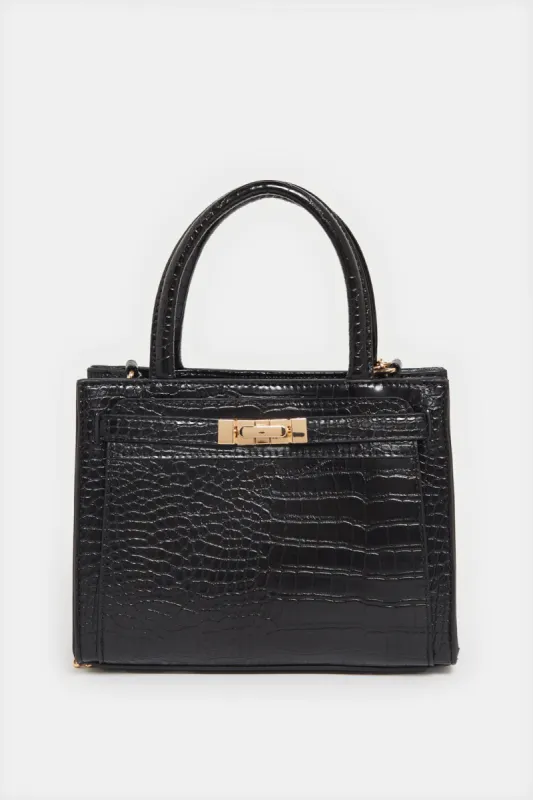 Women Black Textured Bag sold by Redtag