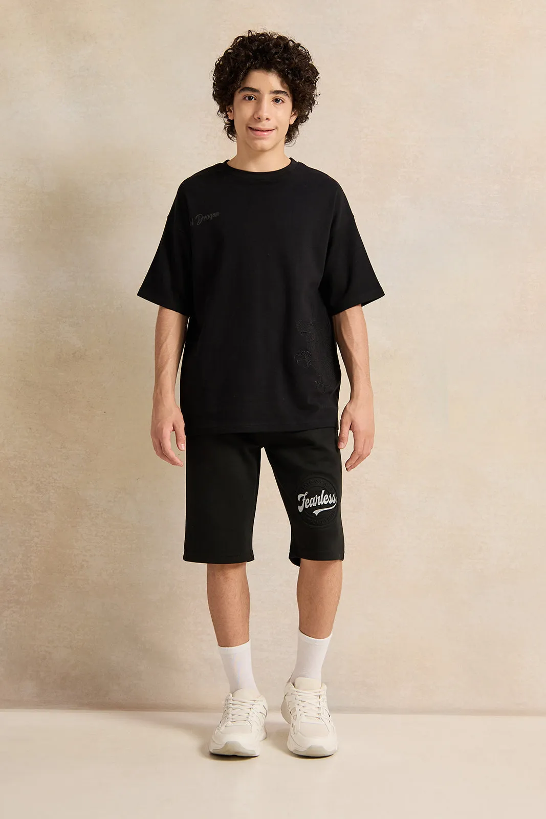 Senior Boys Black Printed Active Shorts sold by Redtag product image thumbnail 2