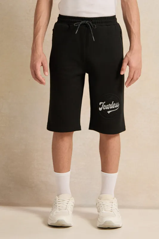 Senior Boys Black Printed Active Shorts sold by Redtag