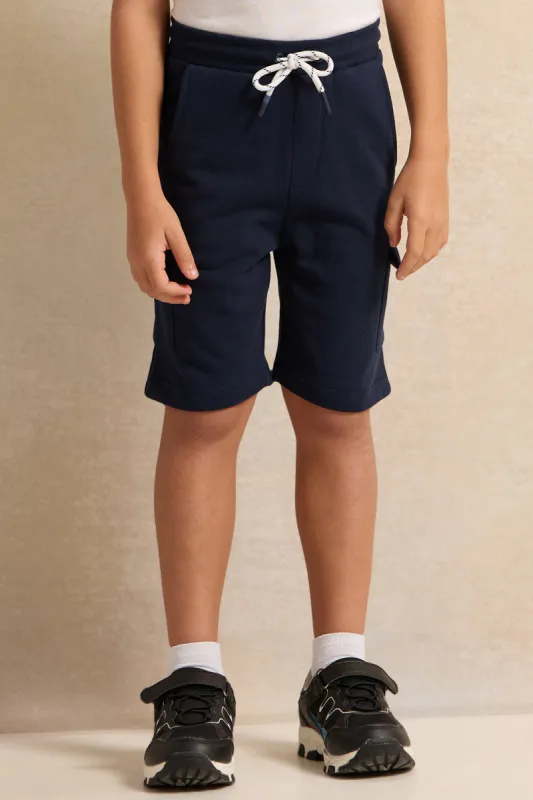 Boys Navy Cargo Pocket Shorts sold by Redtag
