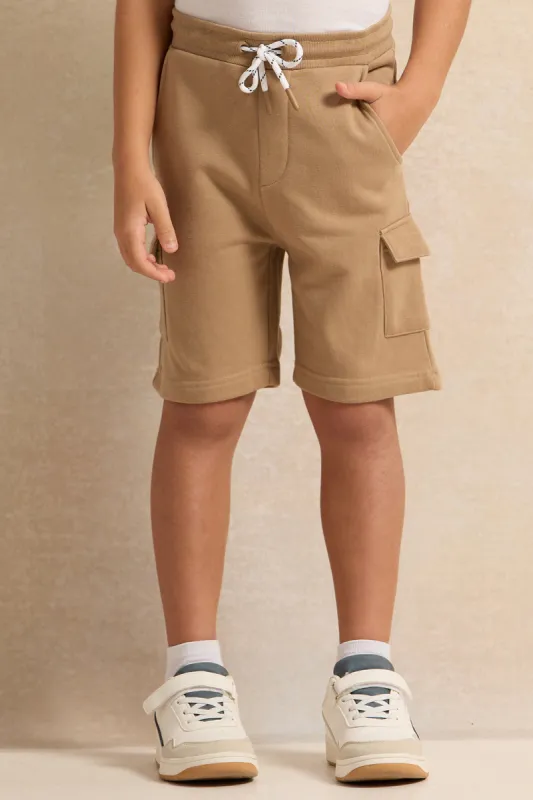 Boys Brown Cargo Pocket Shorts sold by Redtag