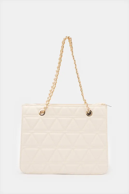 Women Beige Textured Day Bag sold by Redtag