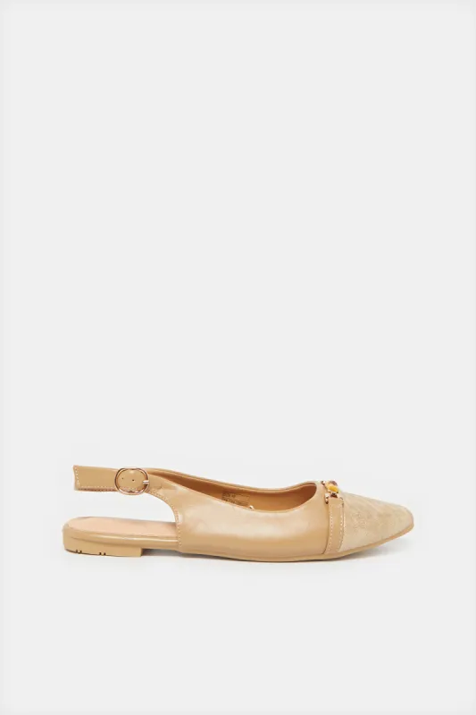 Women Taupe Slingback Shoes sold by Redtag