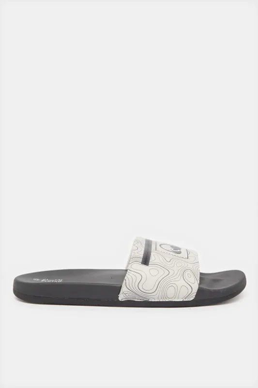Men Black And White Printed Slide sold by Redtag