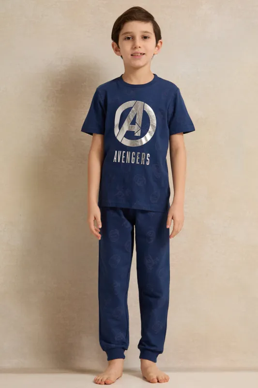 Boys Navy Avengers Printed Pajama Set (2 Piece) sold by Redtag