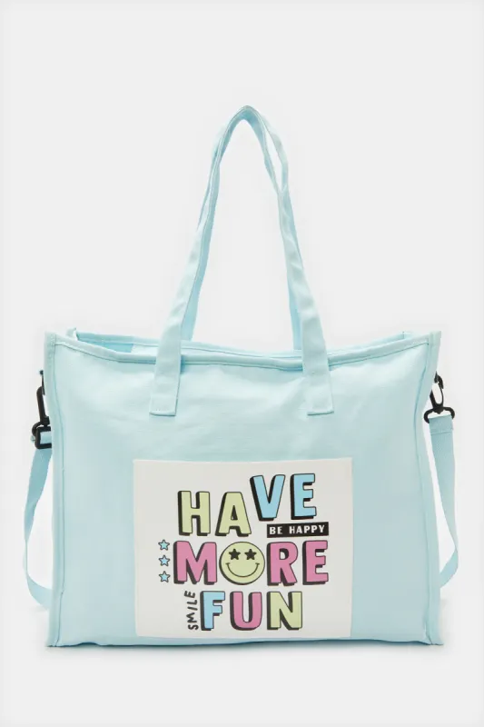 Women Blue Printed Shopper Bag sold by Redtag