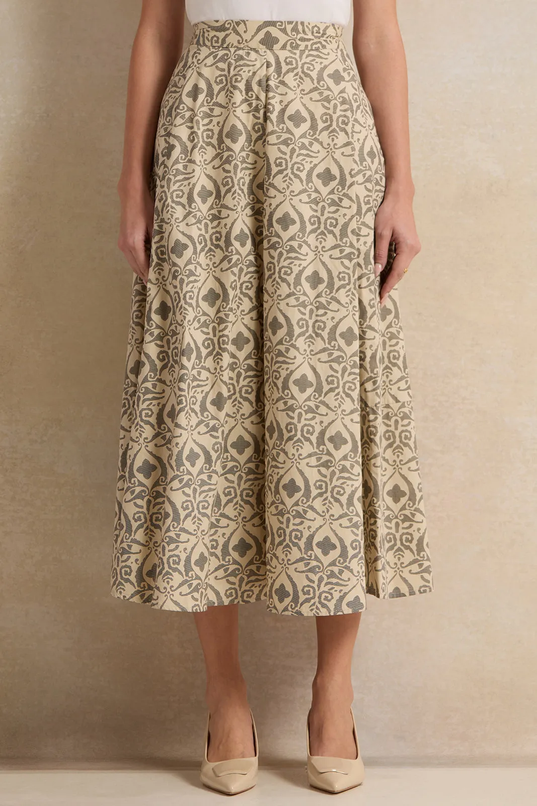 Women Beige Printed Skirt sold by Redtag