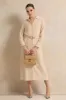 Women Beige Collared Maxi Dress sold by Redtag