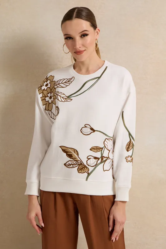 Women White Embroidered Sweatshirt sold by Redtag