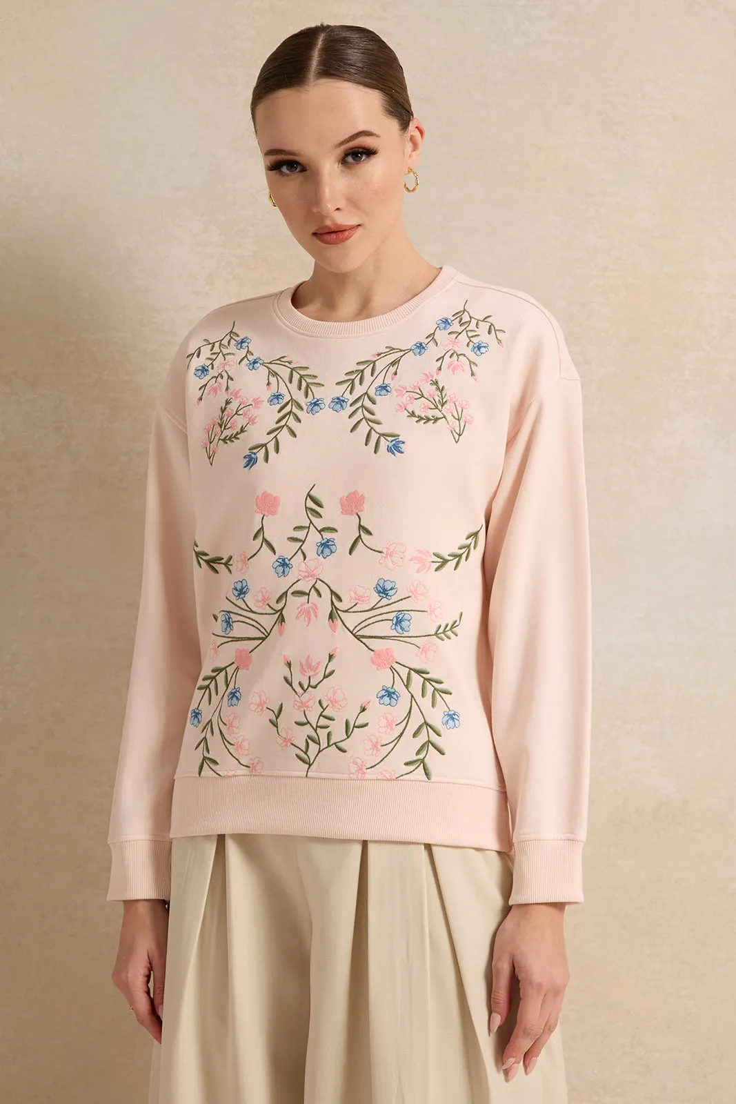 Women Ivory Embroidered Sweatshirt sold by Redtag