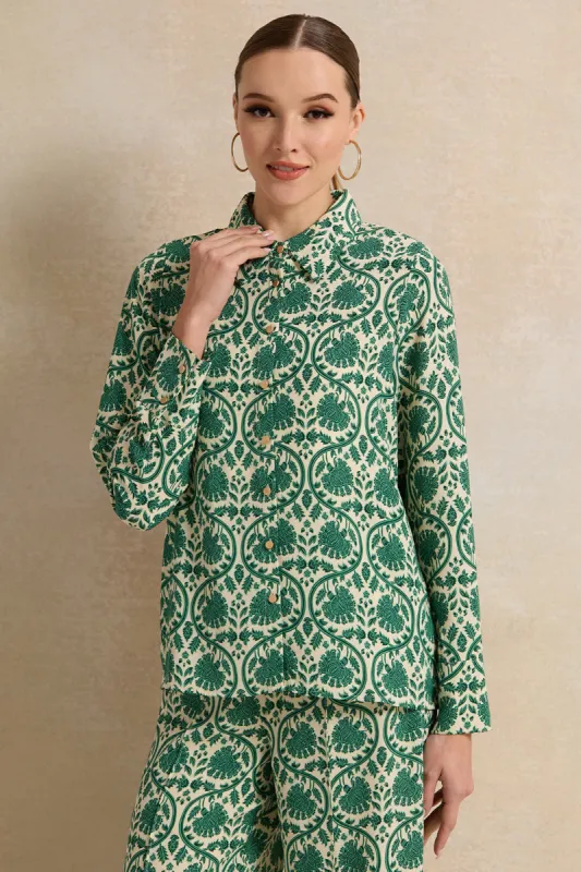 Women Green Printed Shirt Blouse sold by Redtag