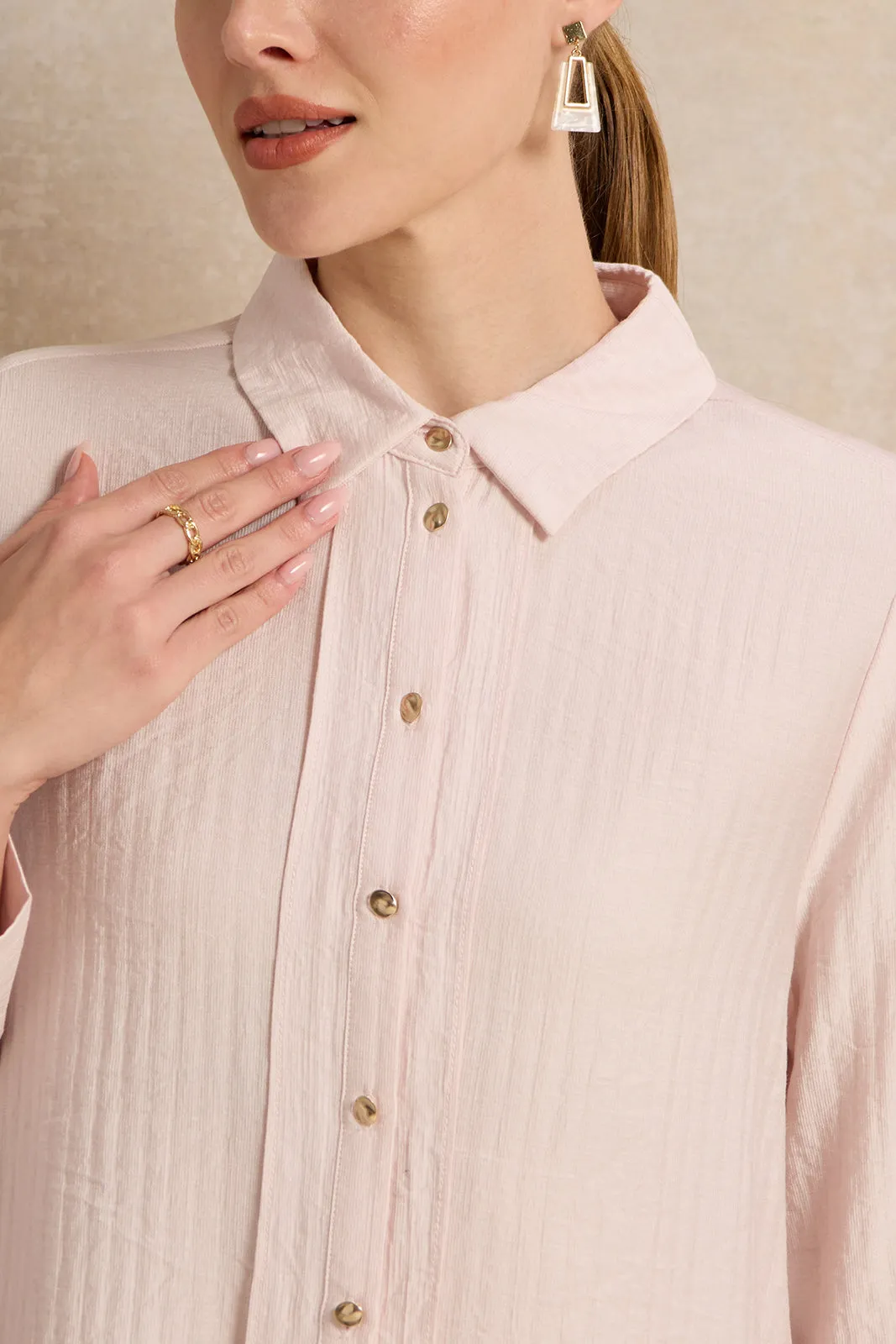 Women Pink Buttoned Down Shirt Blouse sold by Redtag product image thumbnail 4