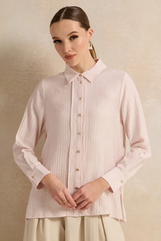 Women Pink Buttoned Down Shirt Blouse sold by Redtag
