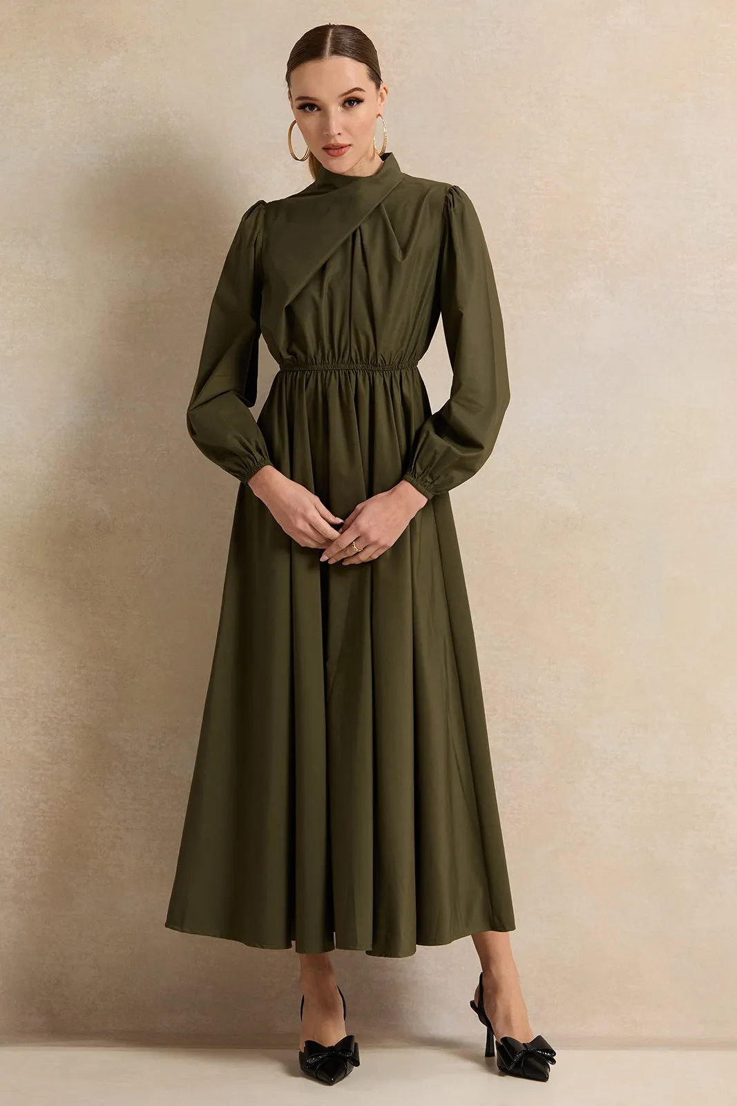 Women Olive Plain Maxi Dress sold by Redtag