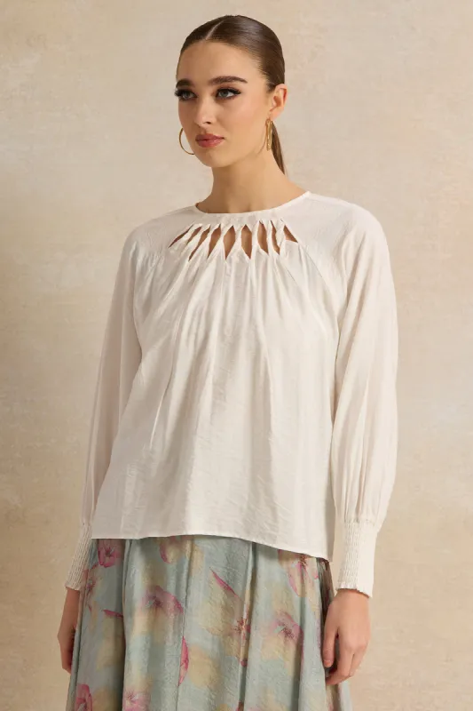 Women White Embellished Blouse sold by Redtag