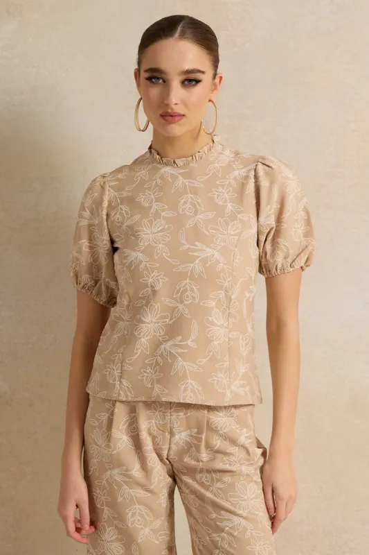 Women Beige Printed Top sold by Redtag