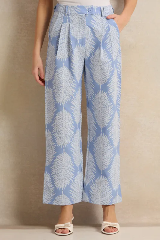Women Blue Printed Pants sold by Redtag