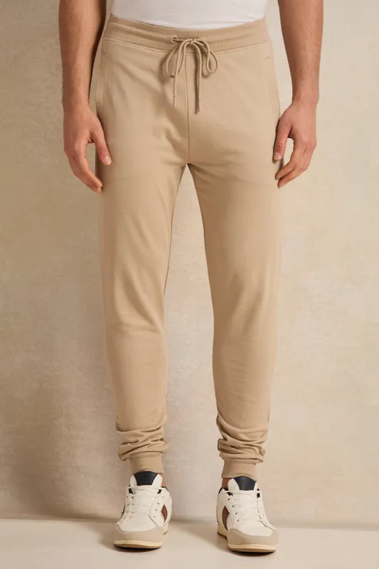Men Beige Basic Track Pants sold by Redtag