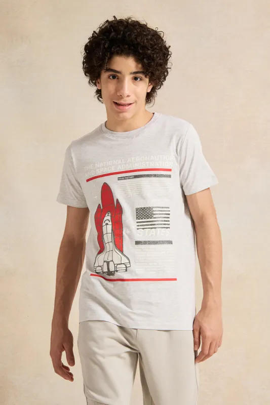 Senior Boys Grey Printed T-Shirt sold by Redtag
