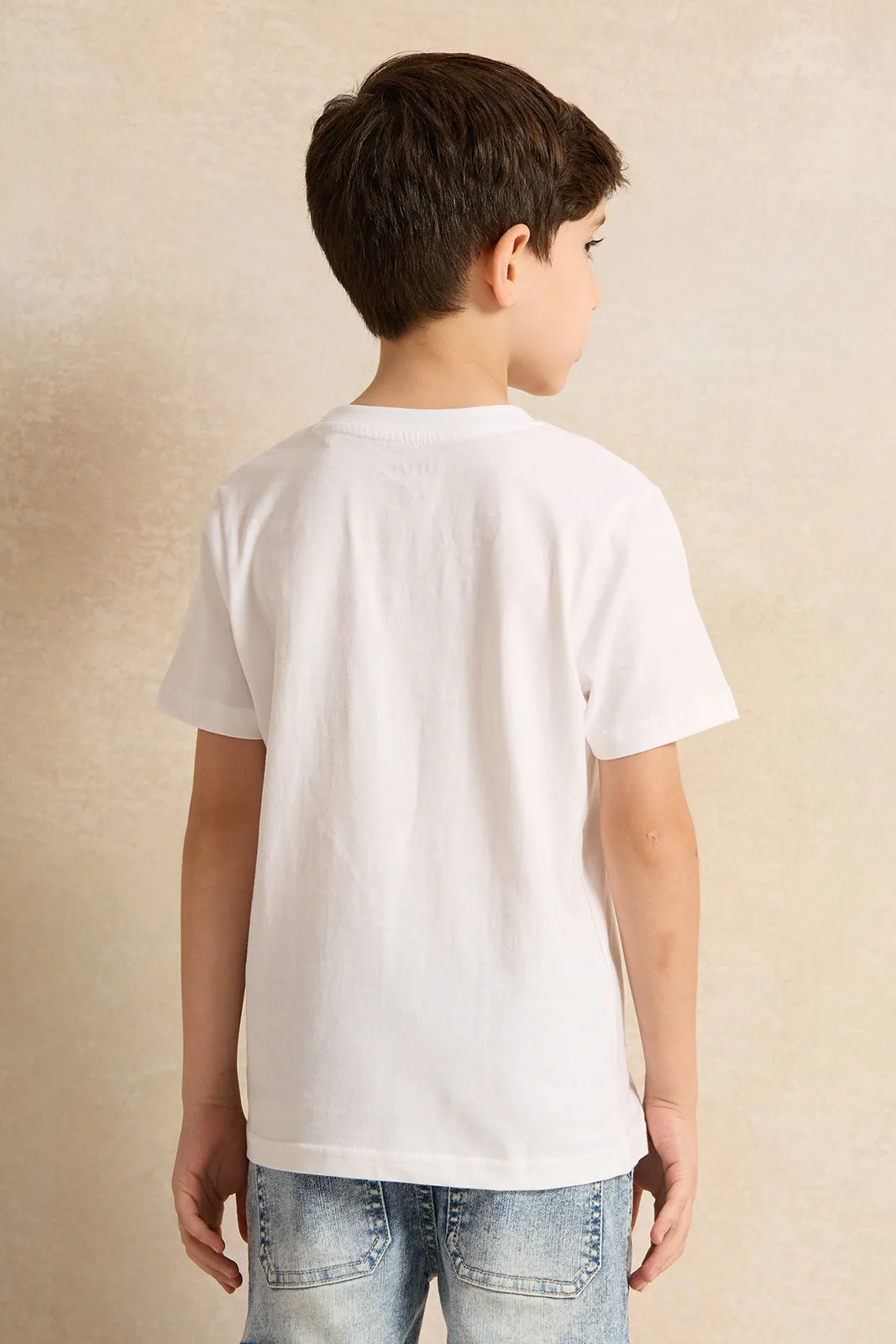 Boys White Skater Print Short Sleeve T-Shirt sold by Redtag product image thumbnail 3