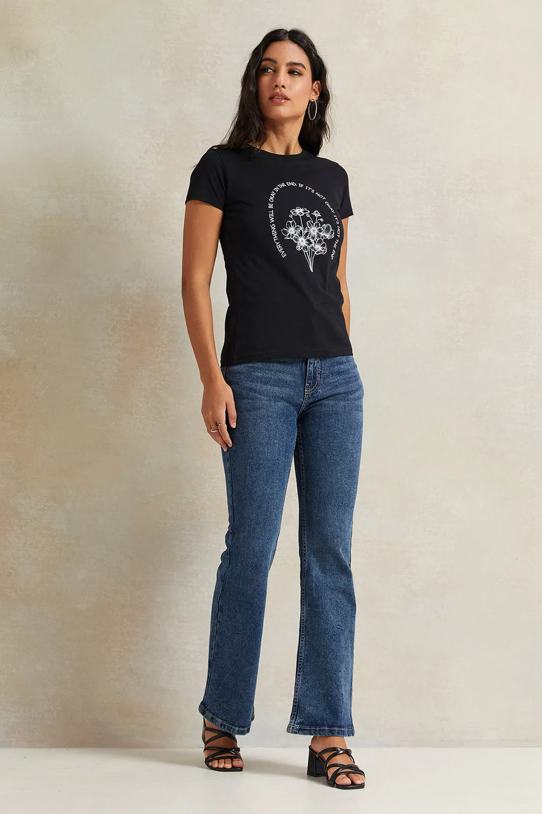 Women Black Printed T-Shirt sold by Redtag product image thumbnail 2